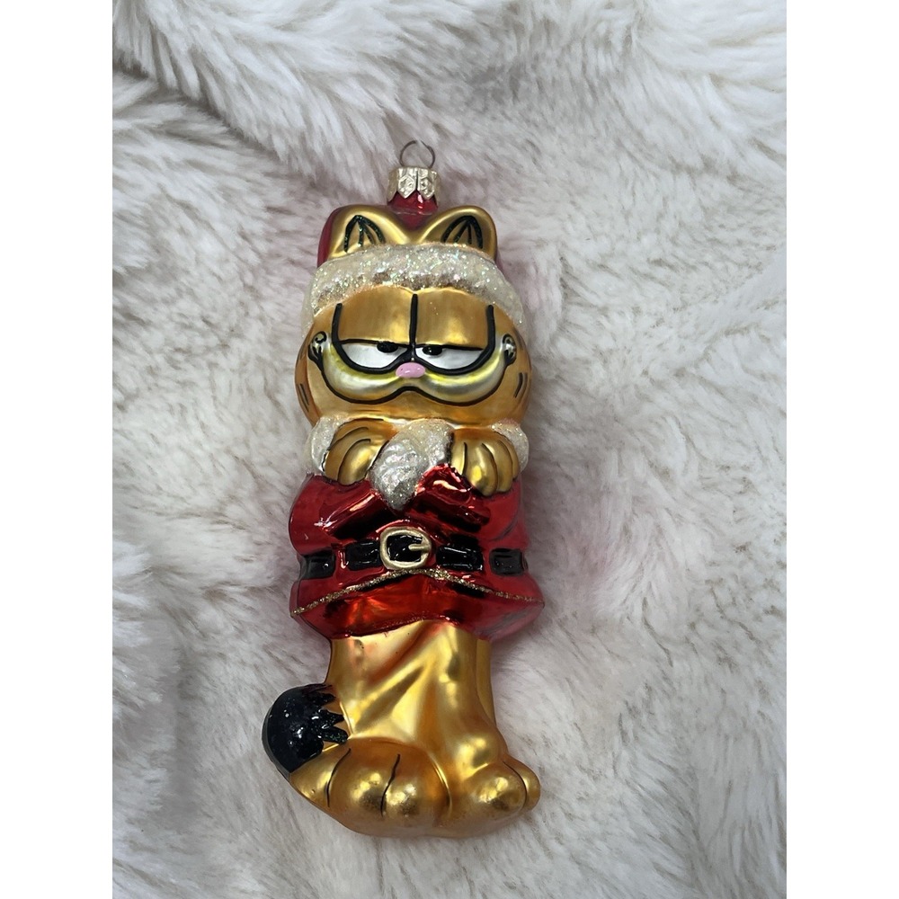 Polonaise Kurt Adler Garfield Paws Santa 6" Glass Ornament